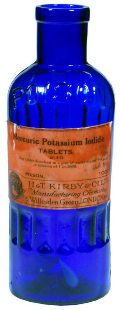 Kirby London Mercuric Potassium Iodide Blue Labelled Bottle