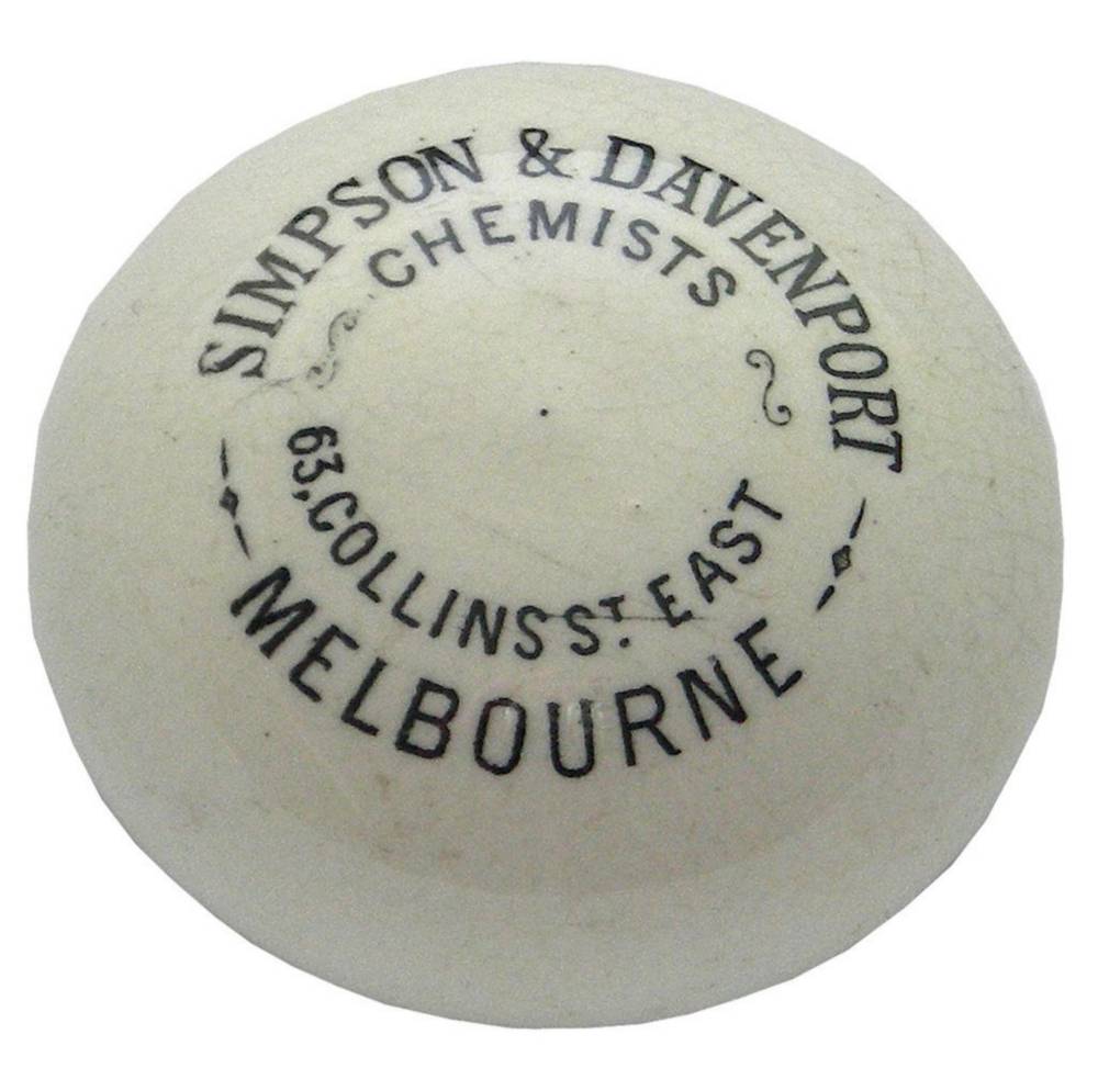 Simpson Davenport Chemists Collins Melbourne Pot Lid