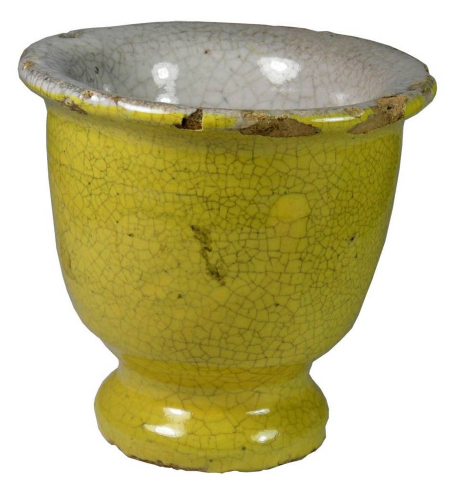Yellow Glaze Antique Pedestal Ointment Pot