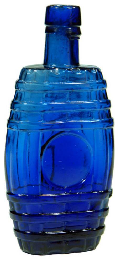 Barrel Pattern Cobalt Blue Flask Bottle