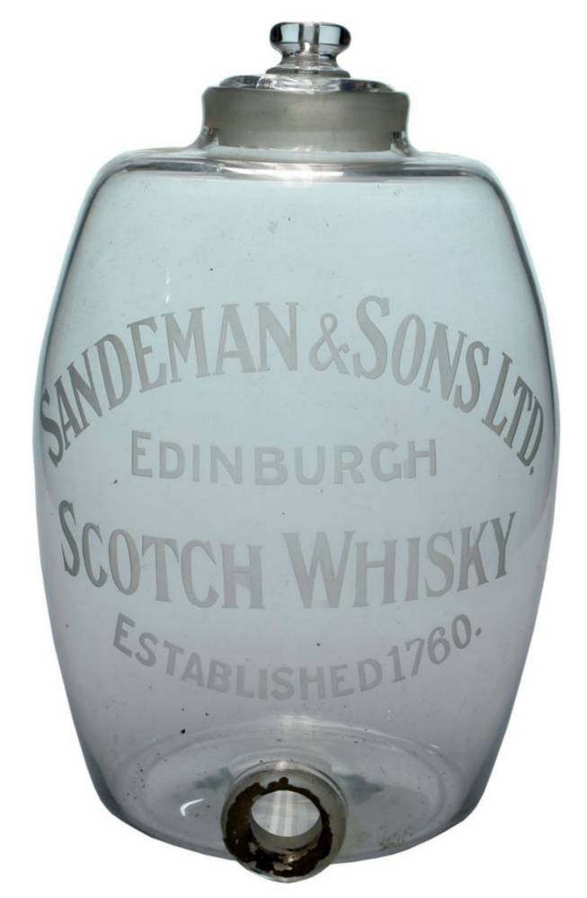 Sandeman Edinburgh Scotch Whisky Glass Barrel Dispenser