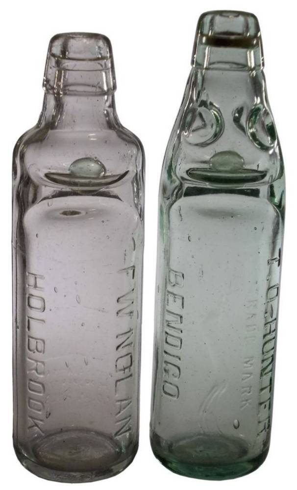 Hunter Bendigo Nolan Holbrook Old Codd Bottles