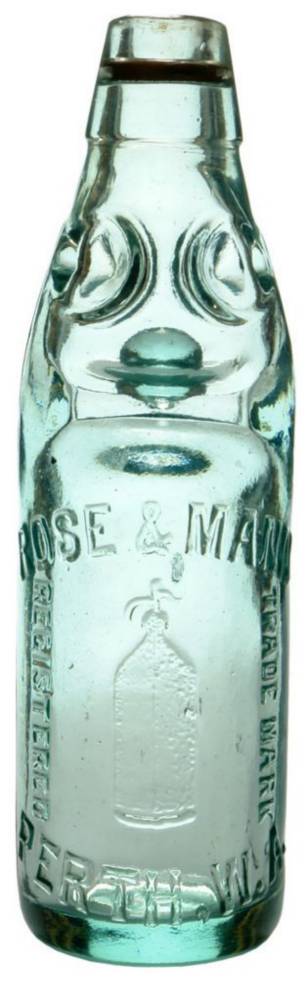 Rose Mann Perth Soda Syphon Codd Bottle
