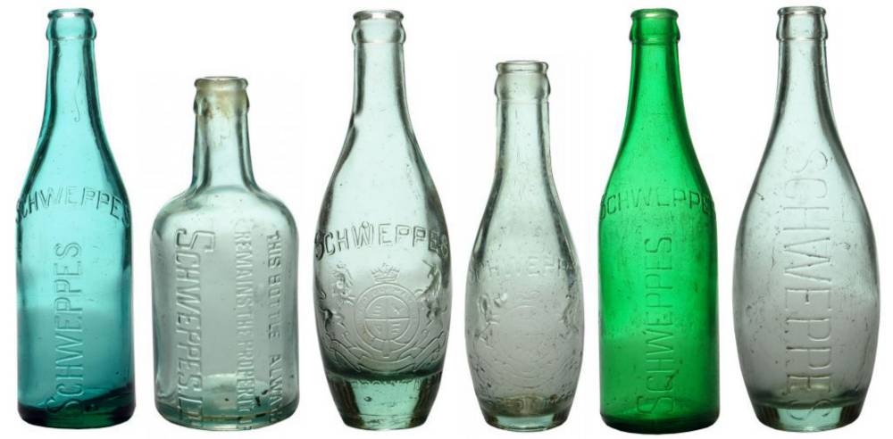 Schweppes Crown Seal Aerated Water Bottles