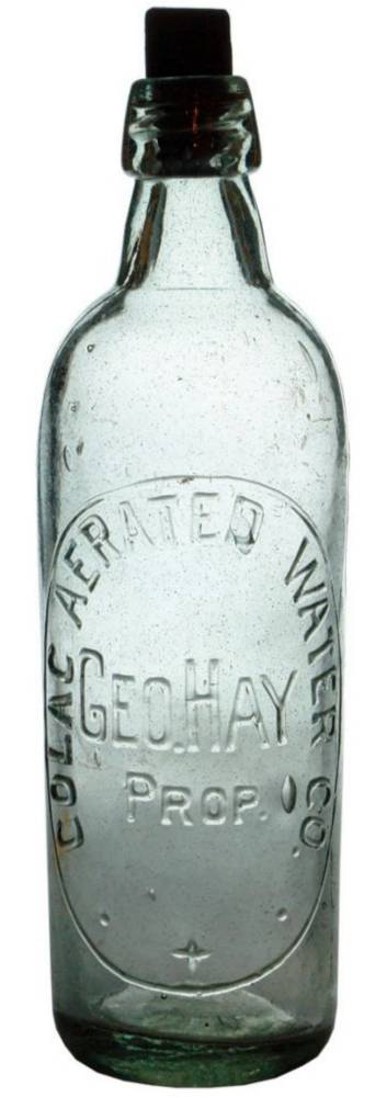 Hay Colac Aerated Water Riley Patent Bottle
