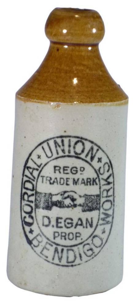 Union Cordial Works Egan Bendigo Stoneware Bottle