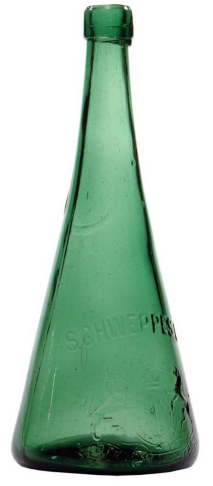 Schweppes Conical Dark Green Glass Cordial Bottle