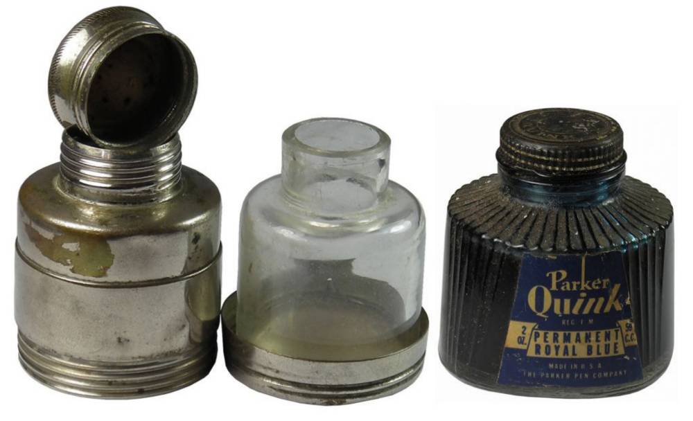 Parker Quink Silver Plated Inkwell Bottles
