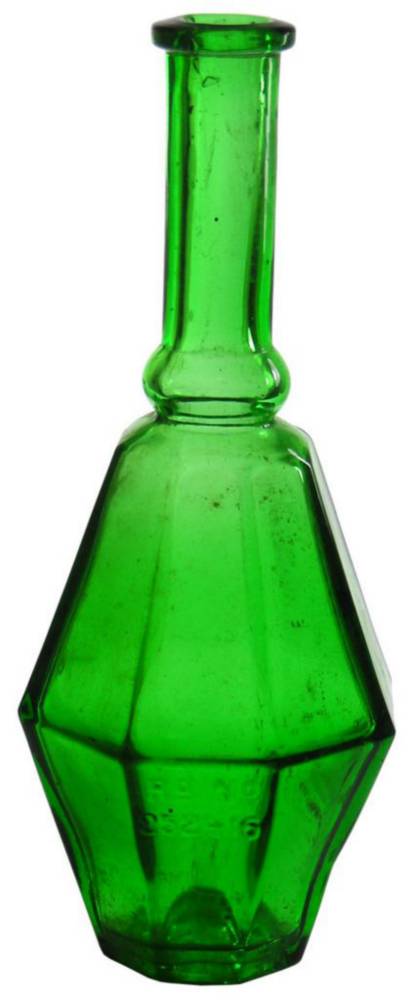 Facetted Bright Green Glass Perfume Bottle