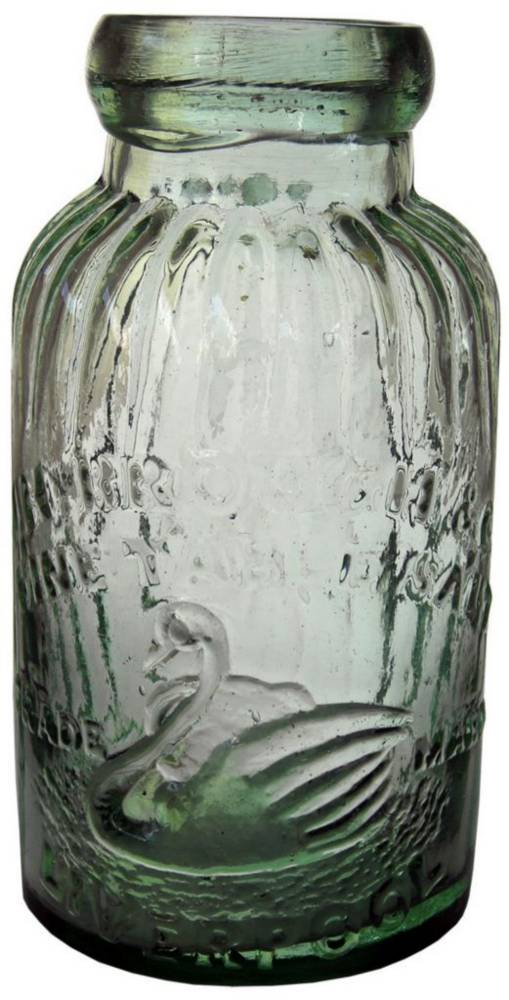 Brough Liverpool Swan Fluted Glass Jar
