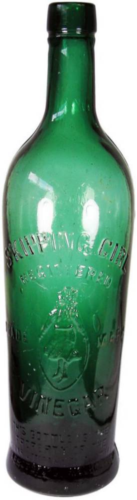Skipping Girl Vinegar Abbotsford Green Glass Bottle
