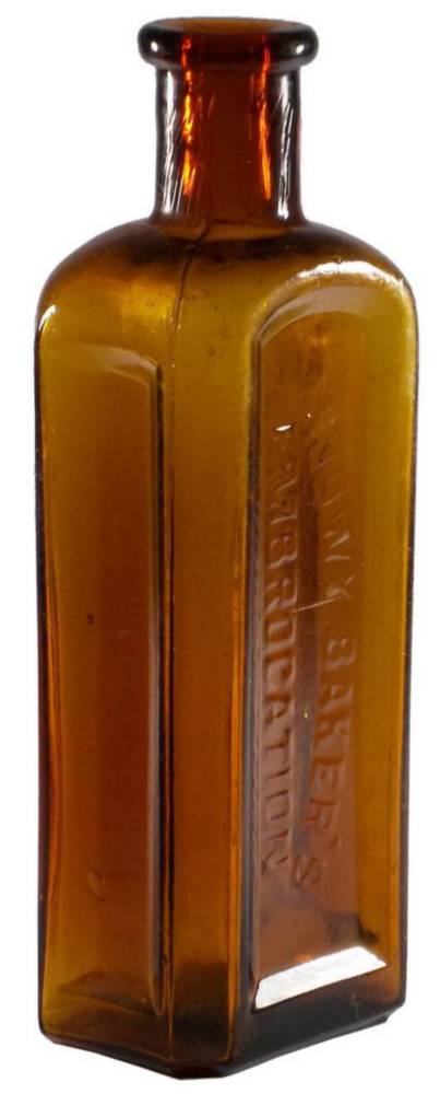 Snowy Baker's Embrocation Amber Glass Bottle