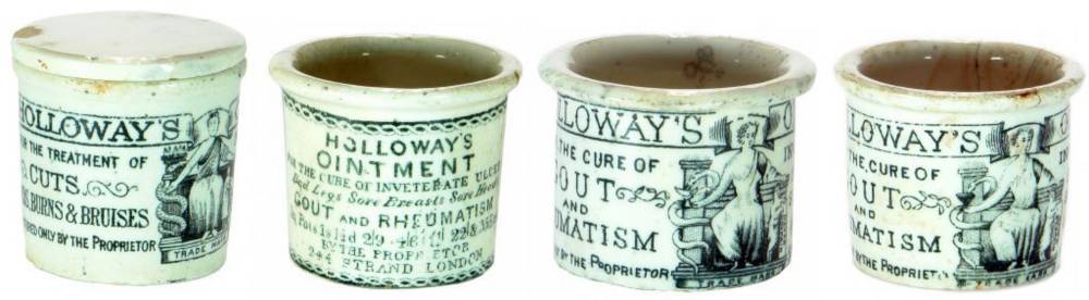 Holloway's Ointment Cure All Ceramic Pots