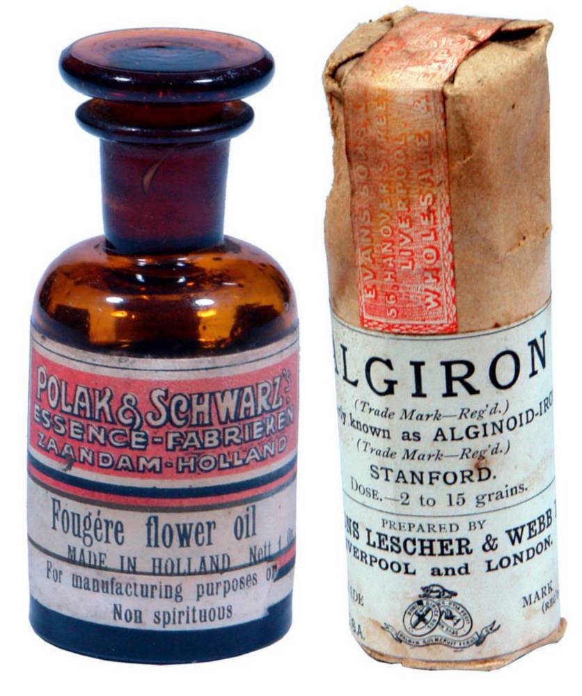 Polak Schwarz Algiron Labelled Essence Medicine Bottles