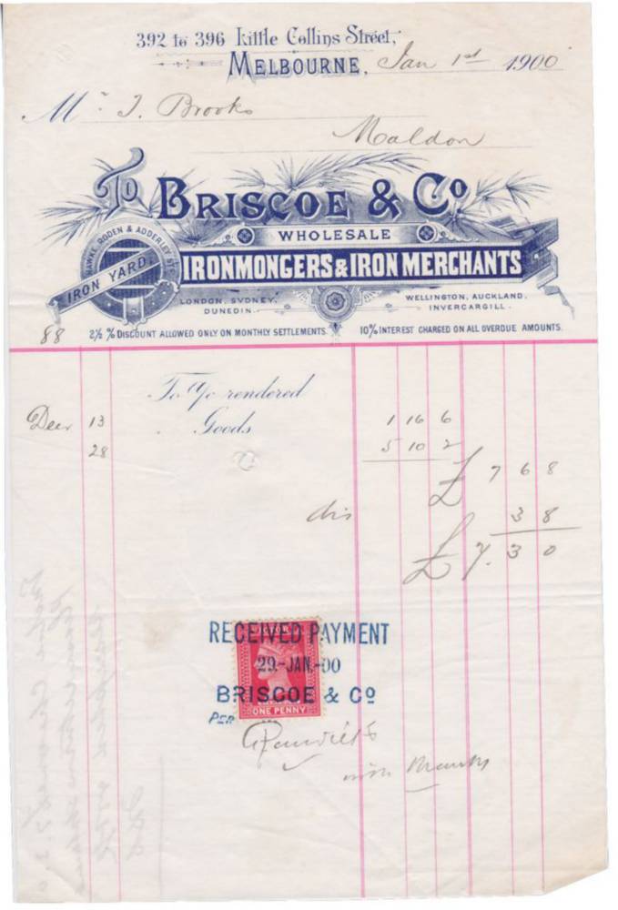 Briscoe Ironmongers Letterhead Ephemera