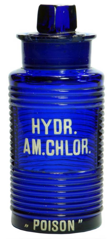 Hydr Am Chlor Poison Cobalt Blue Pharmacy Bottle