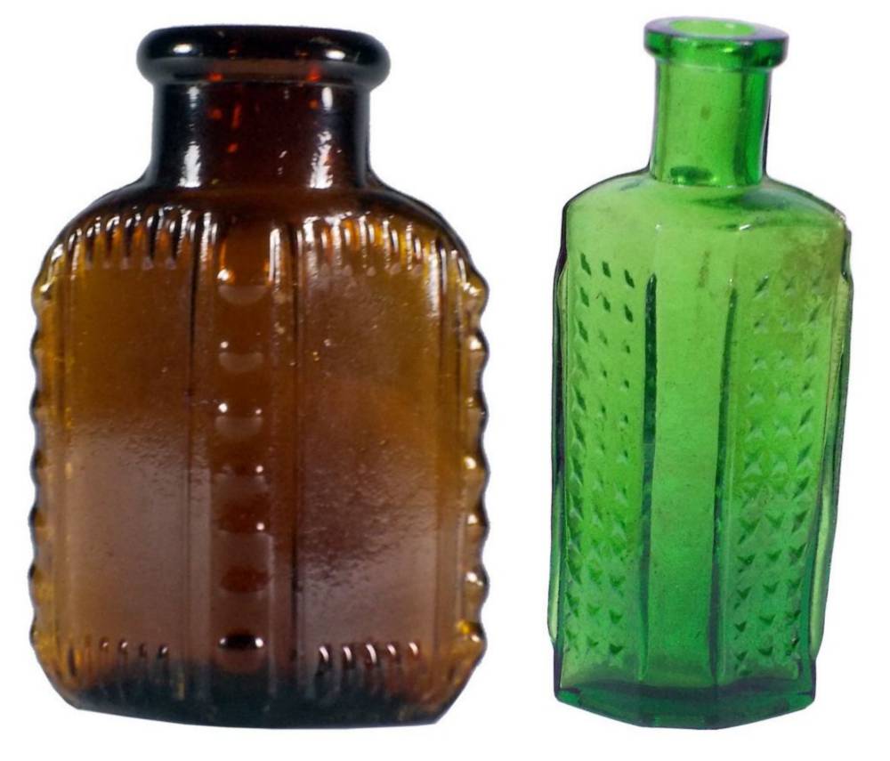 Green Amber Glass Poison Bottles