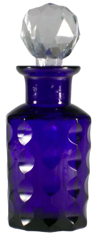 Cut Glass Pattern Cobalt Blue Poison Scent Bottle