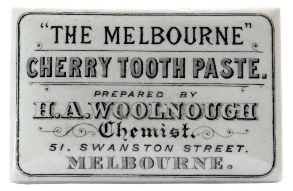 Melbourne Cherry Tooth Paste Woolnough Chemist Pot Lid