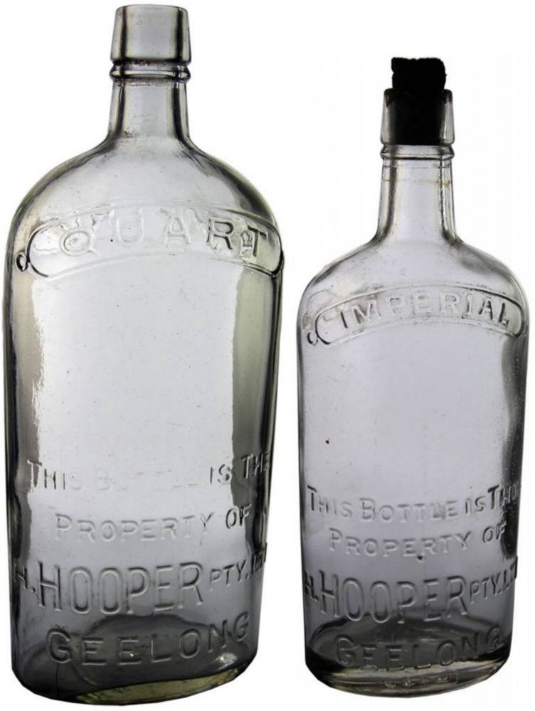 Hooper Geelong Pint Quart Spirits Wine Bottles