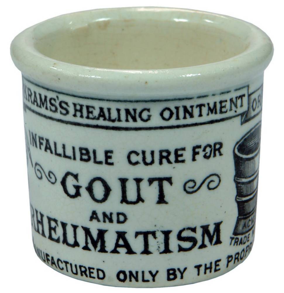 Krams's Healing Ointment Gout Rheumatism Ceramic Pot