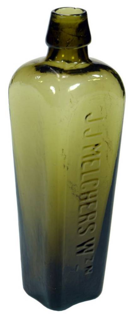 Melchers Olive Green Glass Gin Bottle