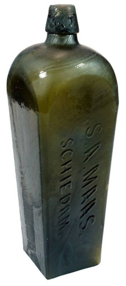 Maas Schiedam Olive Green Glass Gin Bottle