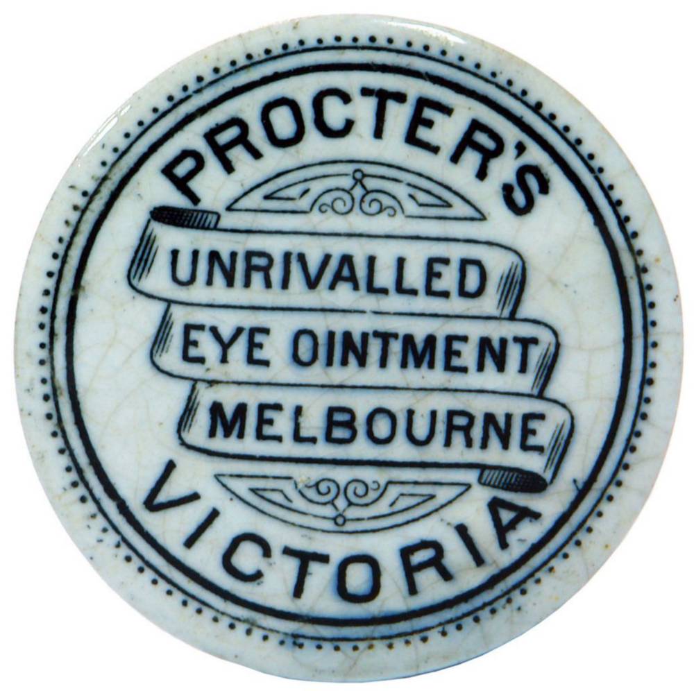 Procter's Unrivalled Eye Ointment Melbourne Victoria Potlid