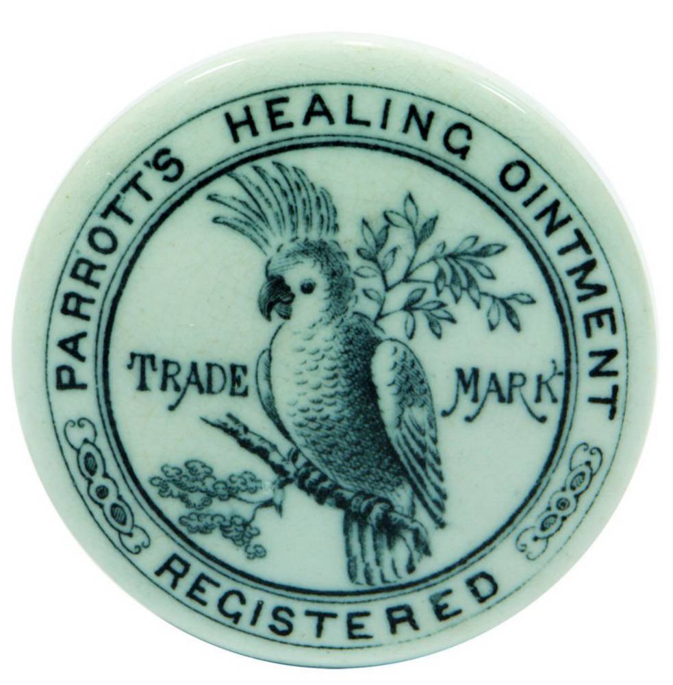 Parrott's Healing Ointment Cockatoo Ceramic Pot Lid