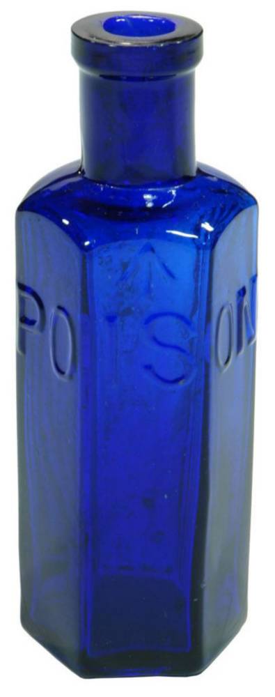 Poison Arrow Cobalt Blue Hexagonal Bottle