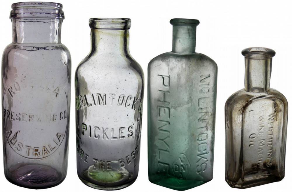 Collection Antique Glass Bottles Jars