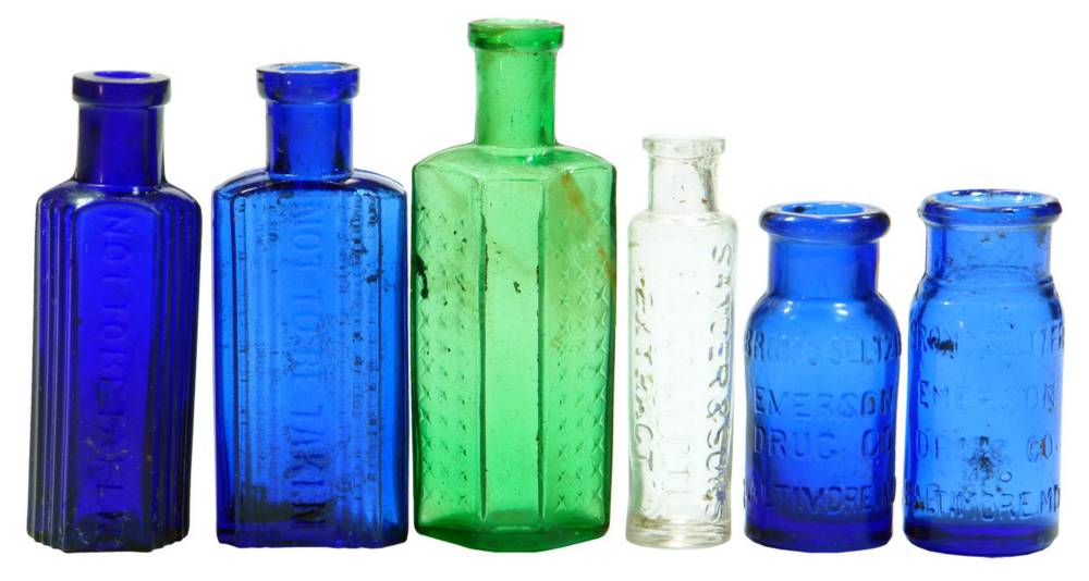 Poison Bromo Seltzer Eucalypti Antique Bottles