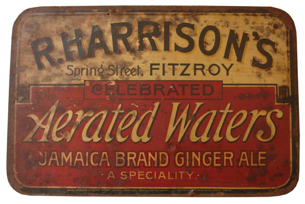 Harrison Fitzroy Aerated Waters Advertising Tin Sign