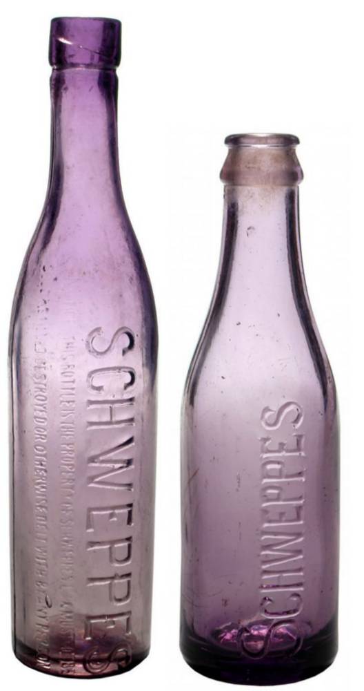 Schweppes Crown Seal Cordial Amethyst Bottles