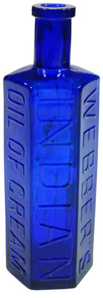 Webber's Indian Oil Cream Cobalt Blue Bottle