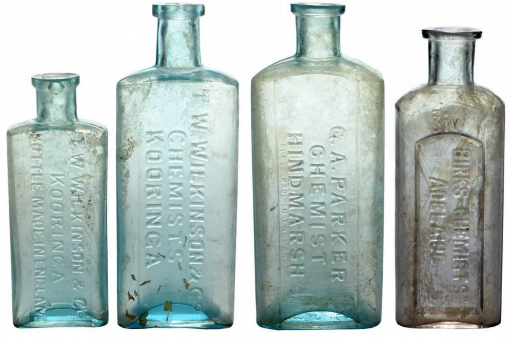 Parker Birks Wilkinson Kooringa Hindmarsh Chemist Bottles