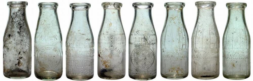 Collection Vintage Milk Cream Bottles