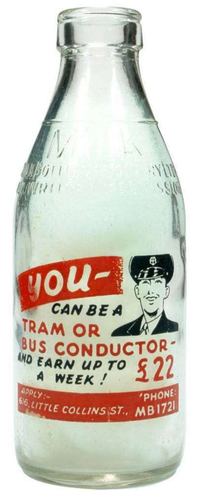 Ceramic Label Tram Driver Milk Bottle