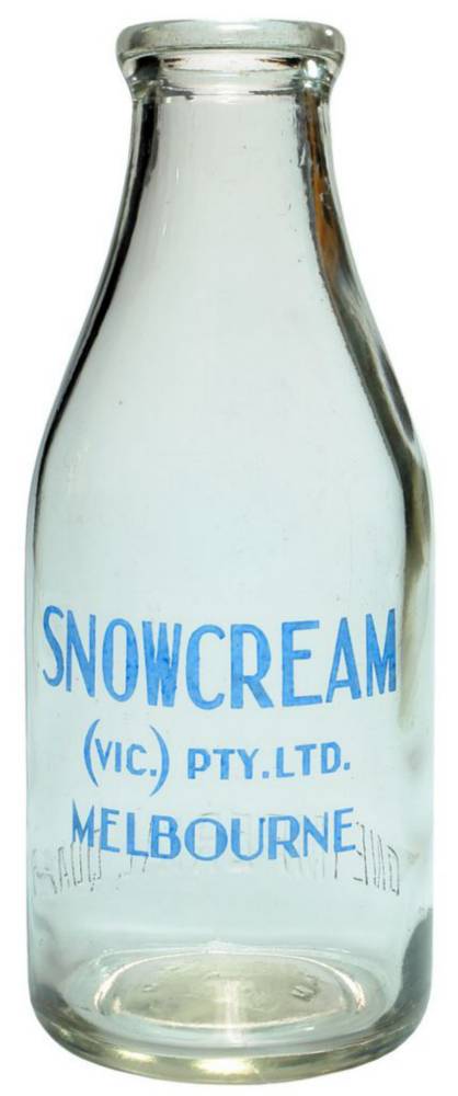 Snowcream Melbourne Quart Milk Bottle