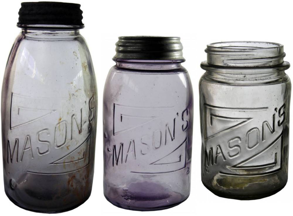 Mason's Patent Amethyst Fruit Preserving Jars