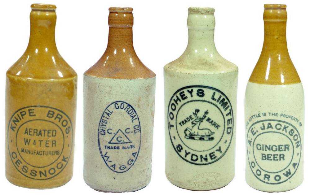 Collectiion Stoneware Old Ginger Beers Bottles