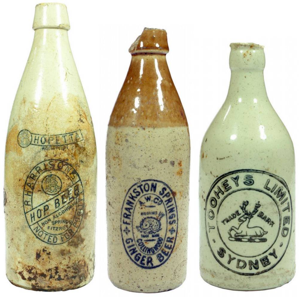 Collectiion Stoneware Old Ginger Beers Bottles