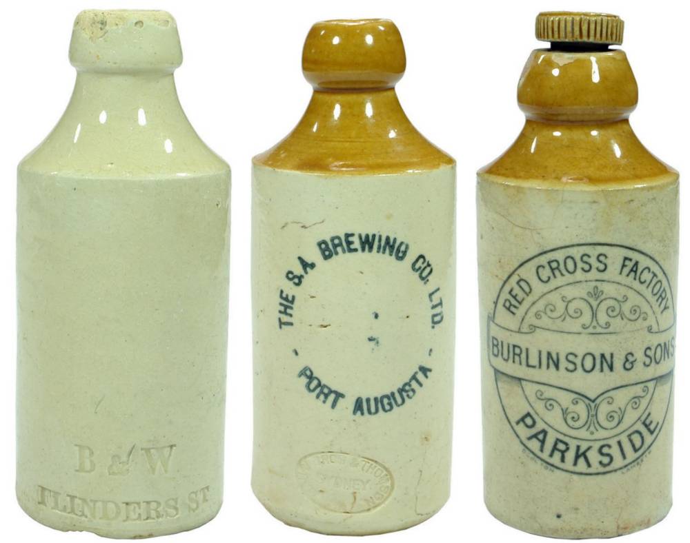 Collectiion Stoneware Old Ginger Beers Bottles