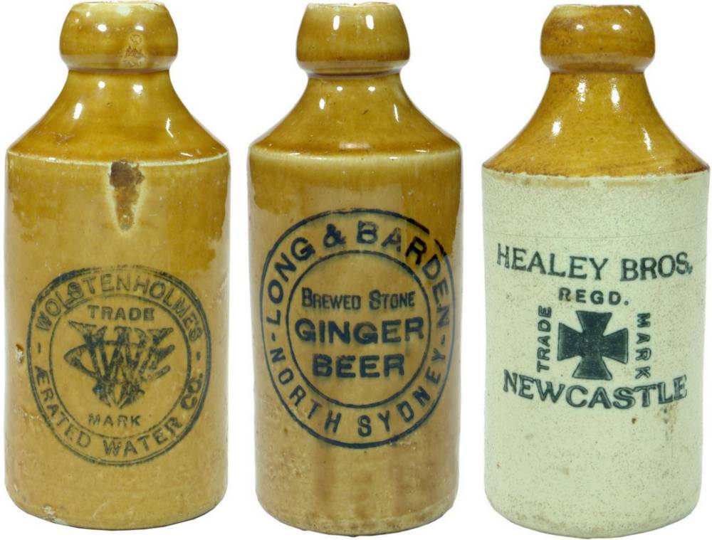Collectiion Stoneware Old Ginger Beers Bottles