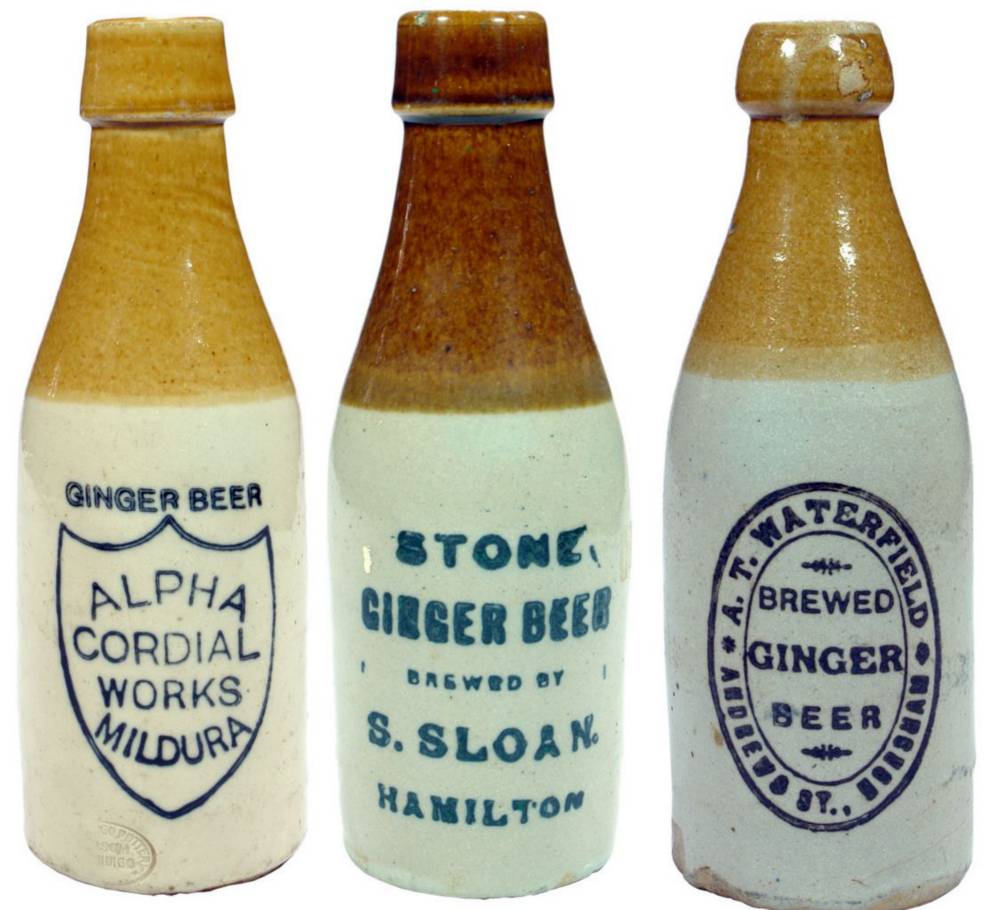 Collectiion Stoneware Old Ginger Beers Bottles