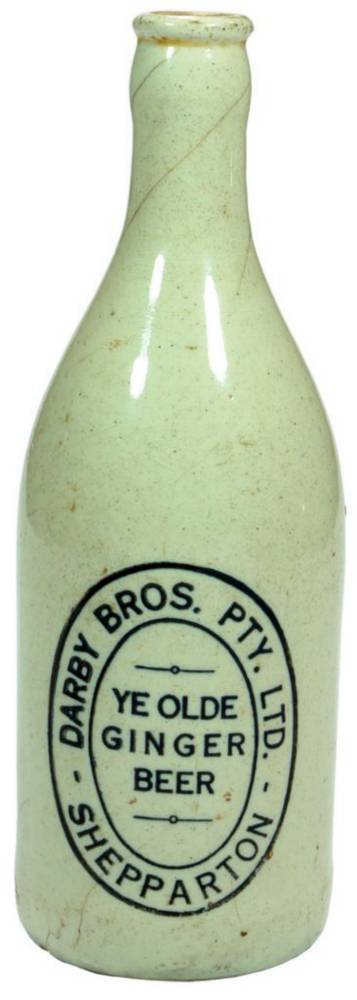 Darby Bros Shepparton Ye Old Ginger Beer Bottle