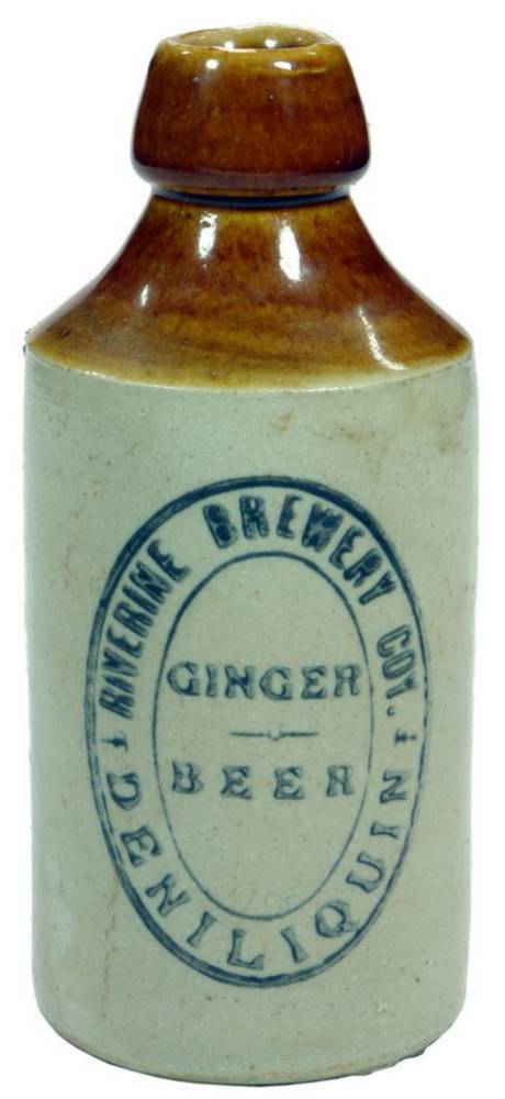 Riverine Brewery Deniliquin Stoneware Ginger Beer Bottle