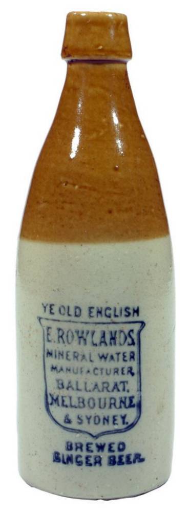 Rowlands Ballarat Melbourne Sydney Stone Ginger Beer Bottle