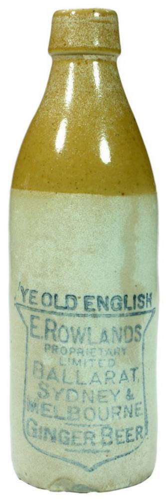 Rowlands Ballarat Melbourne Sydney Stone Ginger Beer Bottle