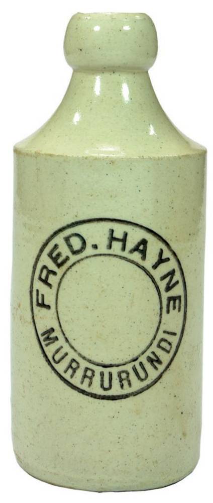 Fred Hayne Murrurundi Stoneware Ginger Beer Bottle